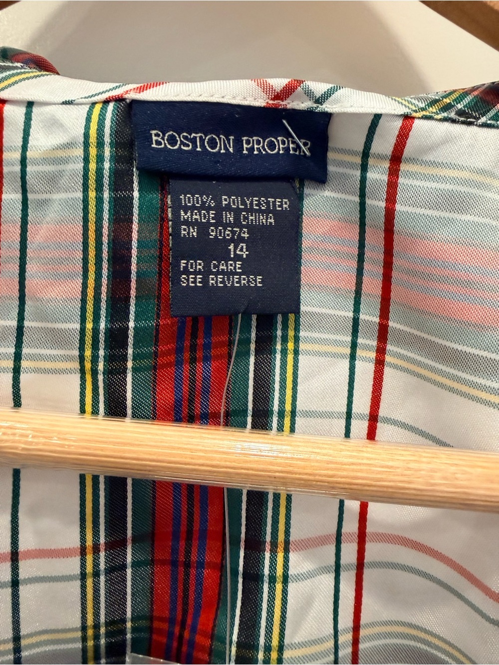 Boston Proper Red, Green & White Plaid Ruffle Peplum Blouse - Picture 2 of 10